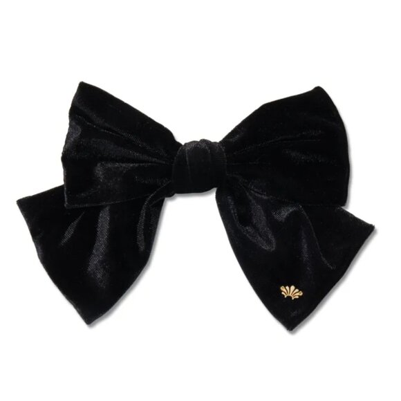 Lele Sadoughi Jet Velvet Oversized Jumbo Ribbon Bow-Tie Barrette Black
